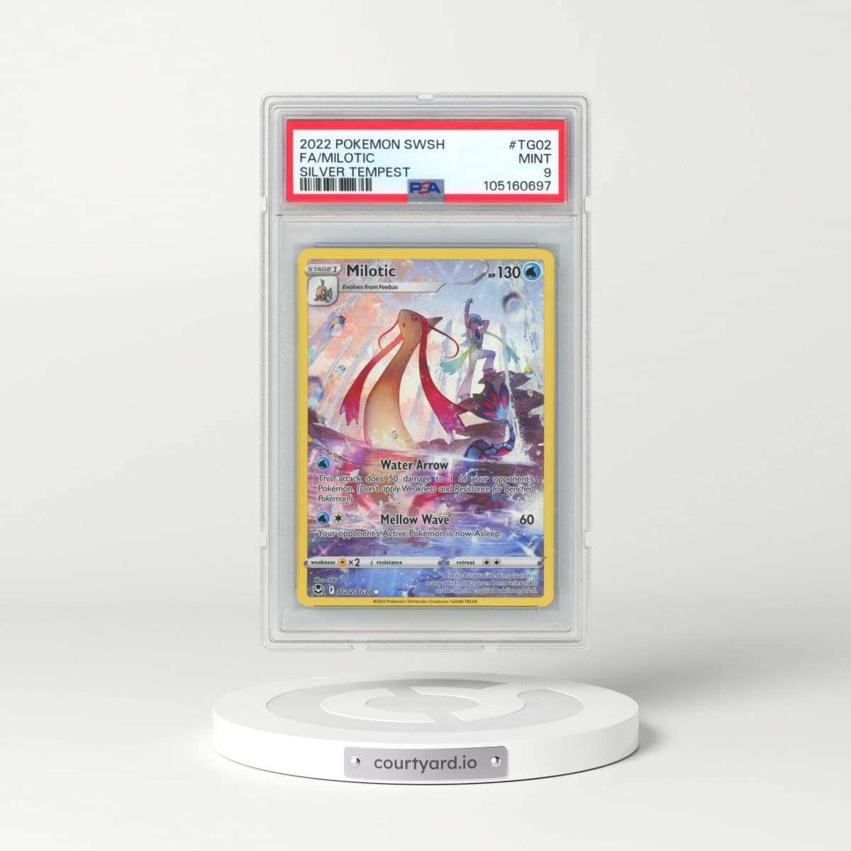 2022 Pokémon Sword & Shield Silver Tempest #TG02 Milotic - Full Art (PSA 9 MINT)