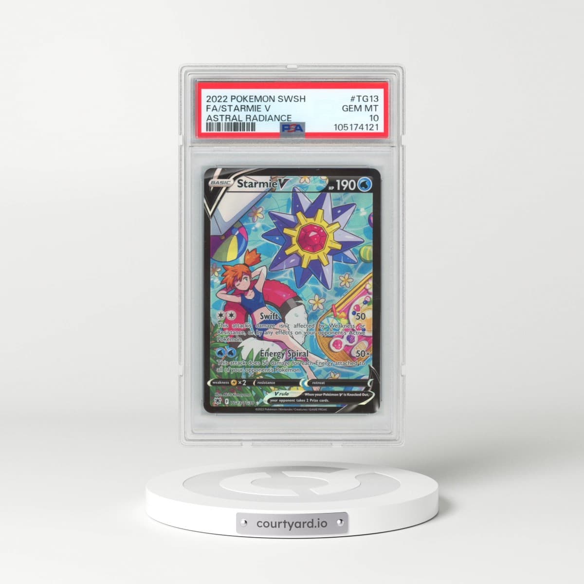 2022 Pokémon Sword & Shield Astral Radiance #TG13 Starmie V - Holo Full Art (PSA 10 GEM MINT)