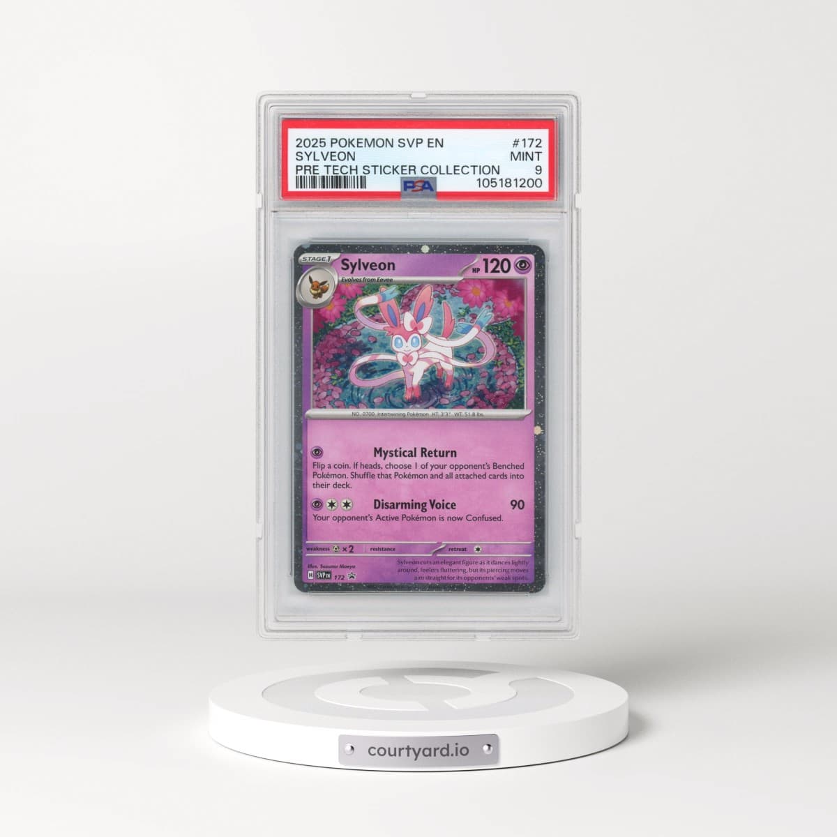 2025 Pokémon Svp EN-SV Black Star Promo #172 Sylveon - Prismatic Evolutions Tech Sticker Collection (PSA 9 MINT)