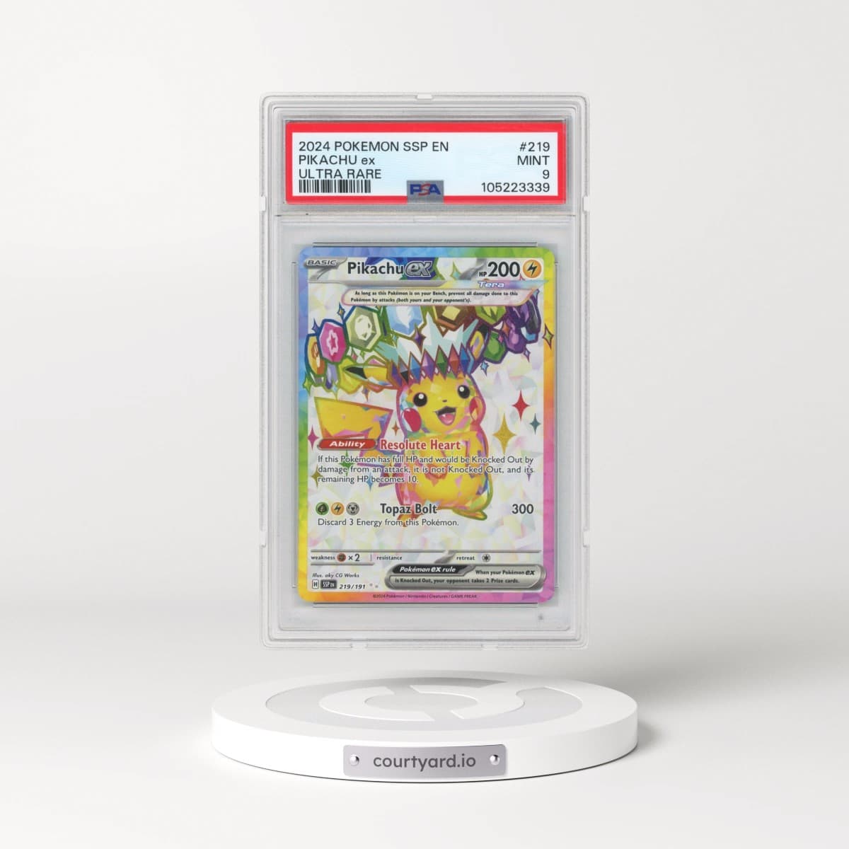 2024 Pokémon Ssp EN-Surging Sparks #219 Pikachu EX - Holo Ultra Rare (PSA 9 MINT)