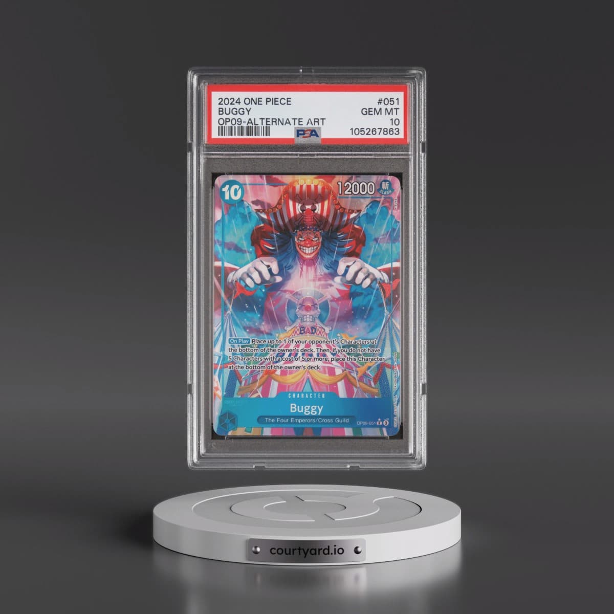 2024 One Piece OP09-Emperors in the New World #051 Buggy - Alternate Art (PSA 10 GEM MINT)