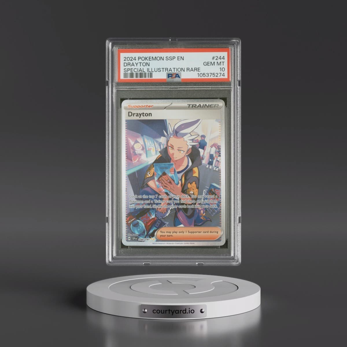 2024 Pokémon Ssp EN-Surging Sparks #244 Drayton - Special Illustration Rare (PSA 10 GEM MINT)