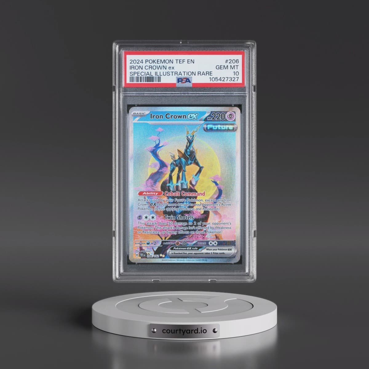 2024 Pokémon Tef EN-Temporal Forces #206 Iron Crown EX - Holo Special Illustration Rare (PSA 10 GEM MINT)