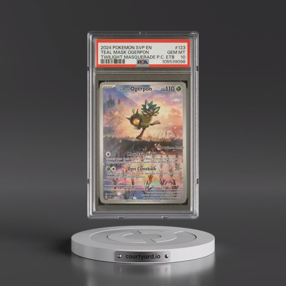 2024 Pokémon Svp EN-SV Black Star Promo #123 Teal Mask Ogerpon - Twilight Masquerade Pokemon Center Elite Trainer Box (PSA 10 GEM MINT)