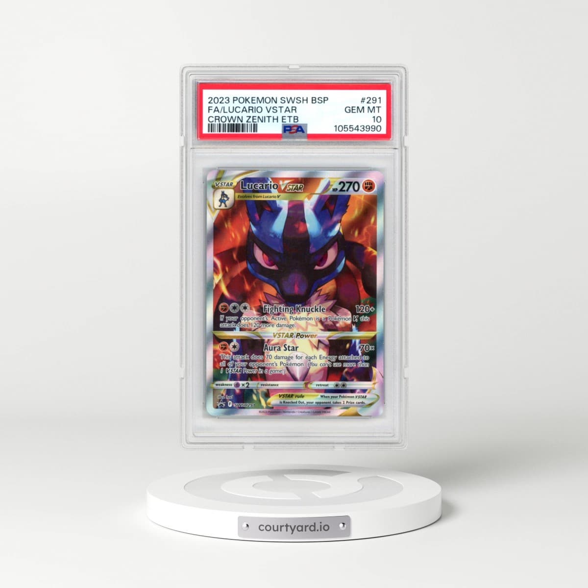 2023 Pokémon Swsh Black Star Promo #291 Lucario Vstar - Full Art Crown Zenith Elite Trainer Box (PSA 10 GEM MINT)