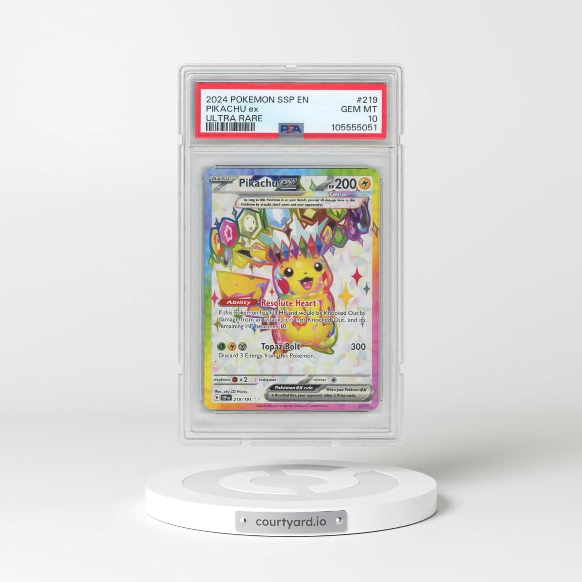 2024 Pokémon Ssp EN-Surging Sparks #219 Pikachu EX - Holo Ultra Rare (PSA 10 GEM MINT)