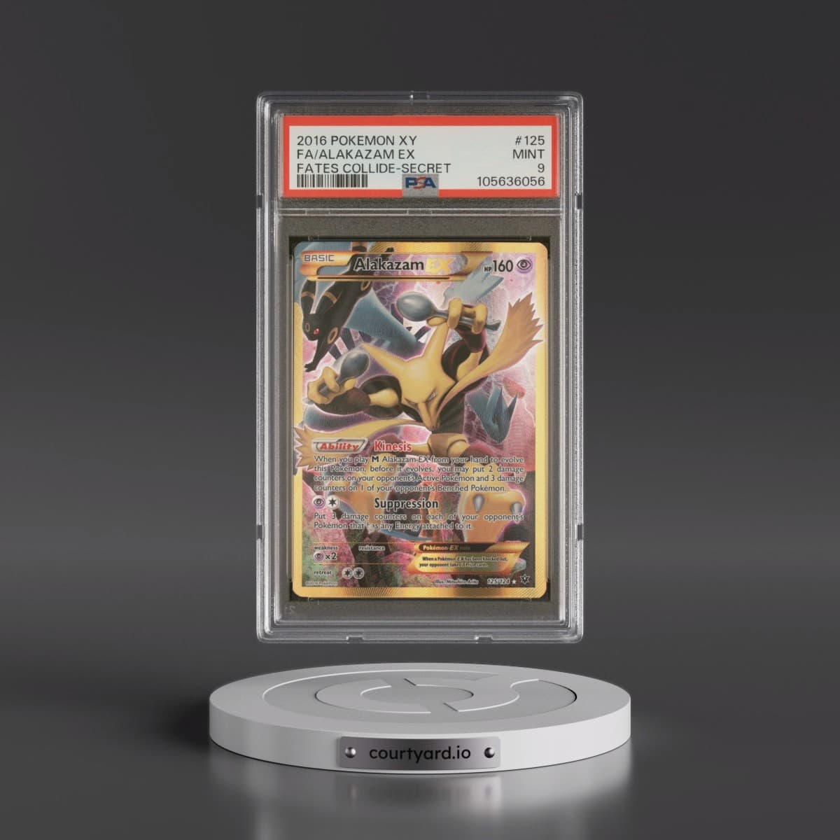 2016 Pokémon XY Fates Collide #125 Alakazam EX - Holo Full Art Secret (PSA 9 MINT)