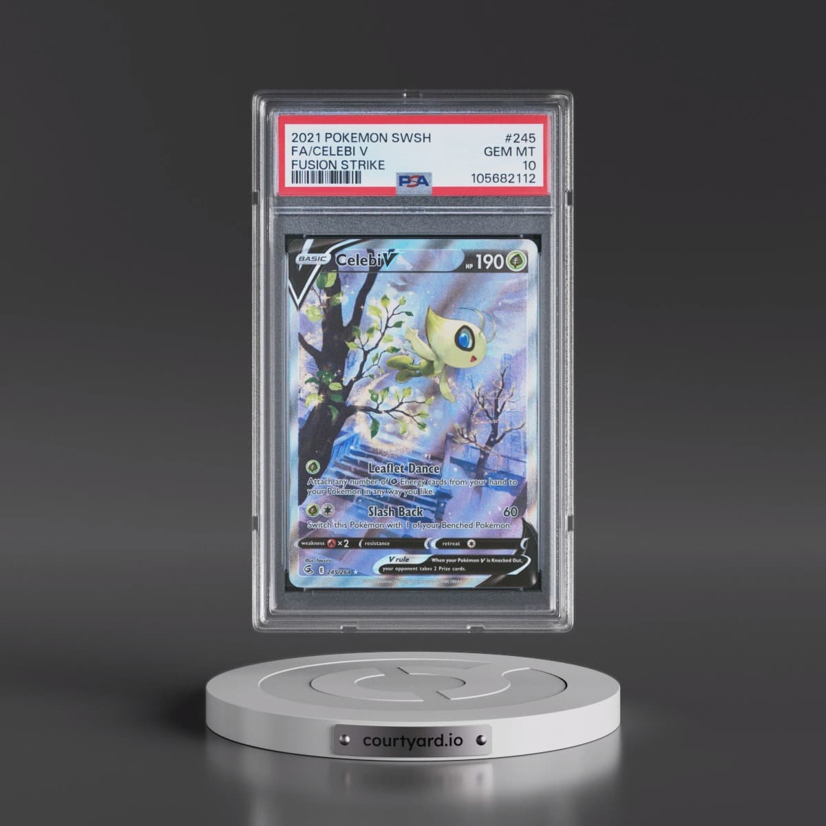 2021 Pokémon Sword & Shield Fusion Strike #245 Celebi V - Holo Full Art (PSA 10 GEM MINT)