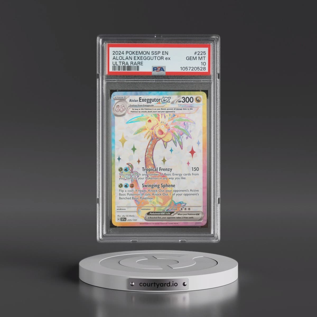 2024 Pokémon Ssp EN-Surging Sparks #225 Alolan Exeggutor EX - Holo Ultra Rare (PSA 10 GEM MINT)