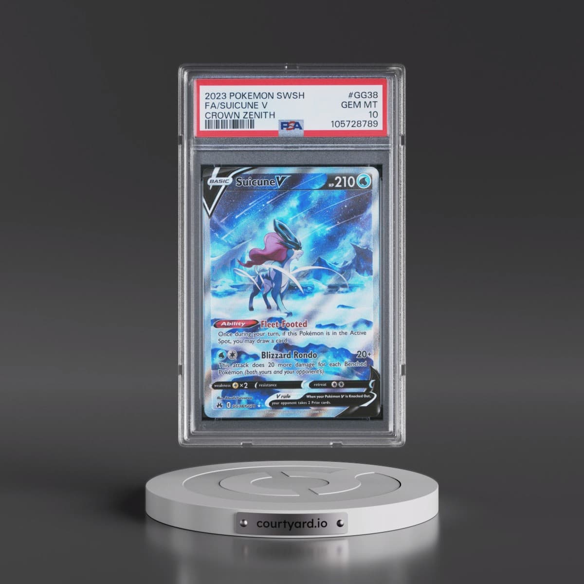 2023 Pokémon Sword and Shield Crown Zenith #GG38 Suicune V - Holo Full Art (PSA 10 GEM MINT)