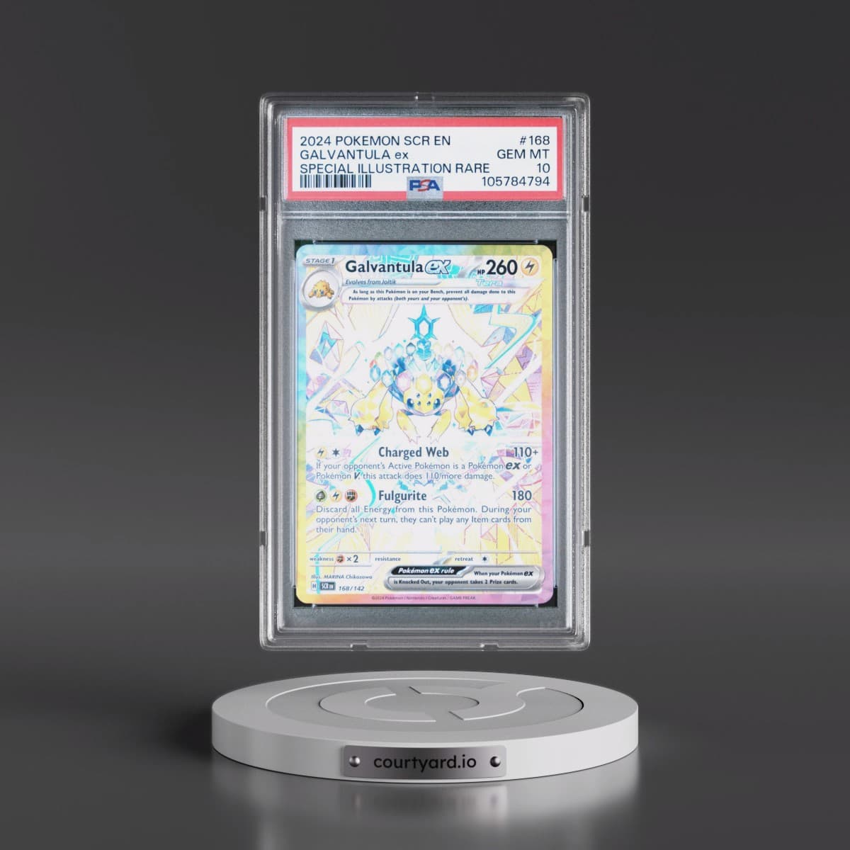 2024 Pokémon Scr EN-Stellar Crown #168 Galvantula EX - Holo Special Illustration Rare (PSA 10 GEM MINT)