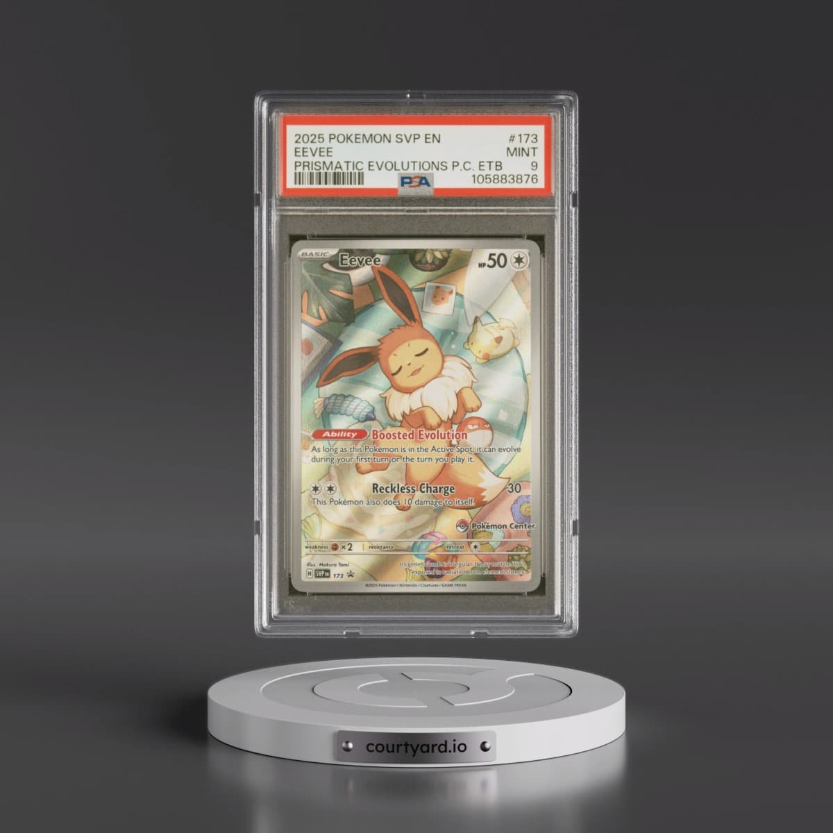 2025 Pokémon Svp EN-SV Black Star Promo #173 Eevee - Prismatic Evolutions Pokemon Center Elite Trainer Box (PSA 9 MINT)