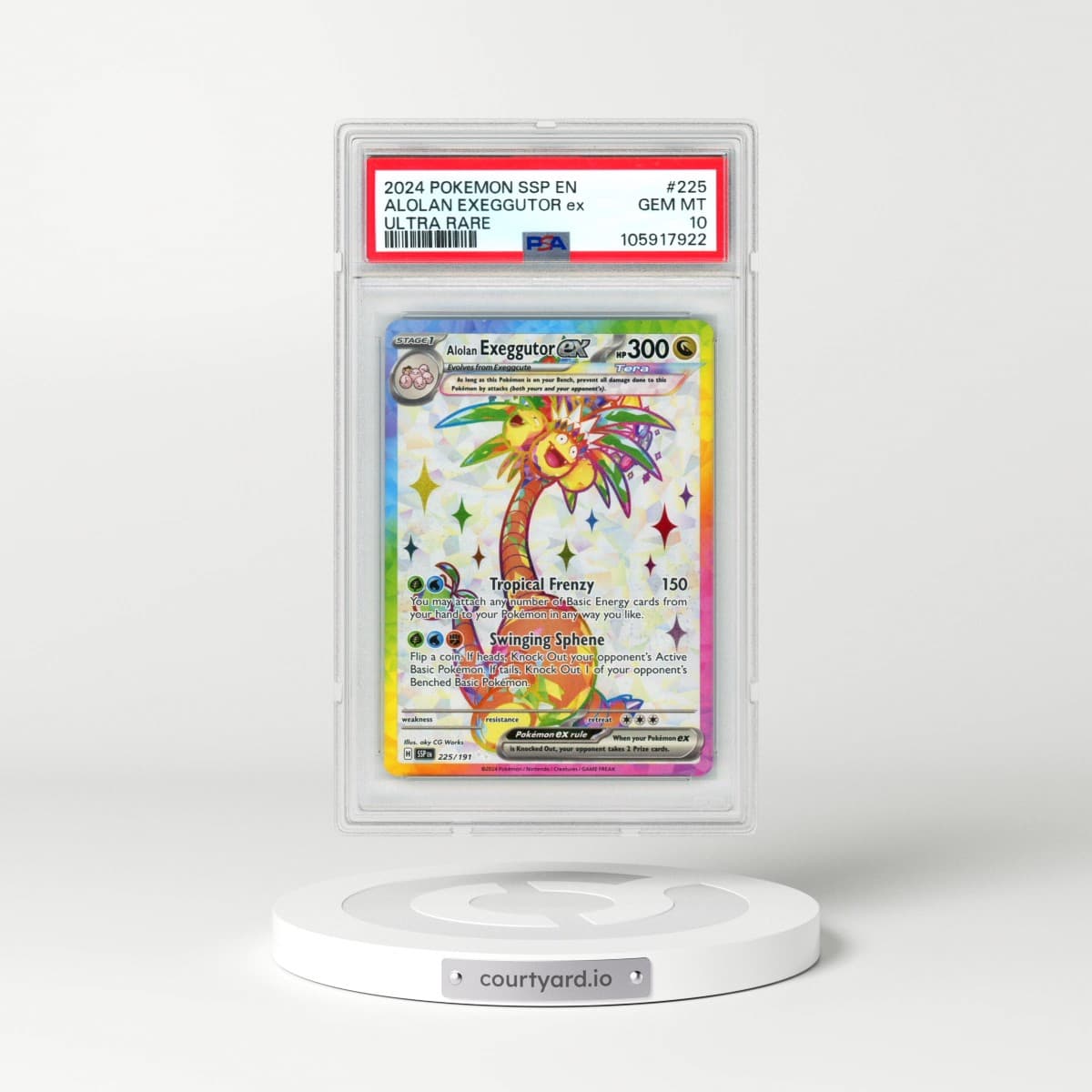 2024 Pokémon Ssp EN-Surging Sparks #225 Alolan Exeggutor EX - Holo Ultra Rare (PSA 10 GEM MINT)