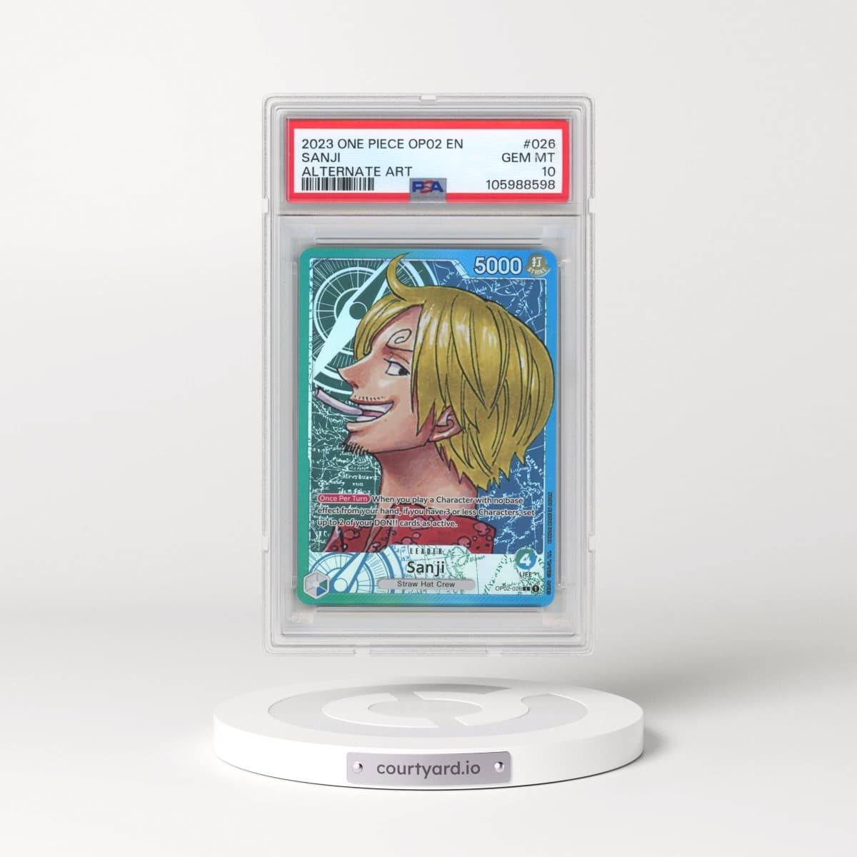2023 One Piece OP02-Paramount War #026 Sanji - Alternate Art (PSA 10 GEM MINT)