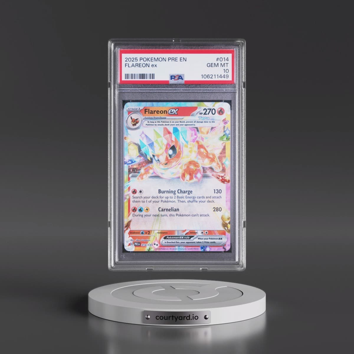 2025 Pokémon Pre EN-Prismatic Evolutions #014 Flareon EX - Holo (PSA 10 GEM MINT)