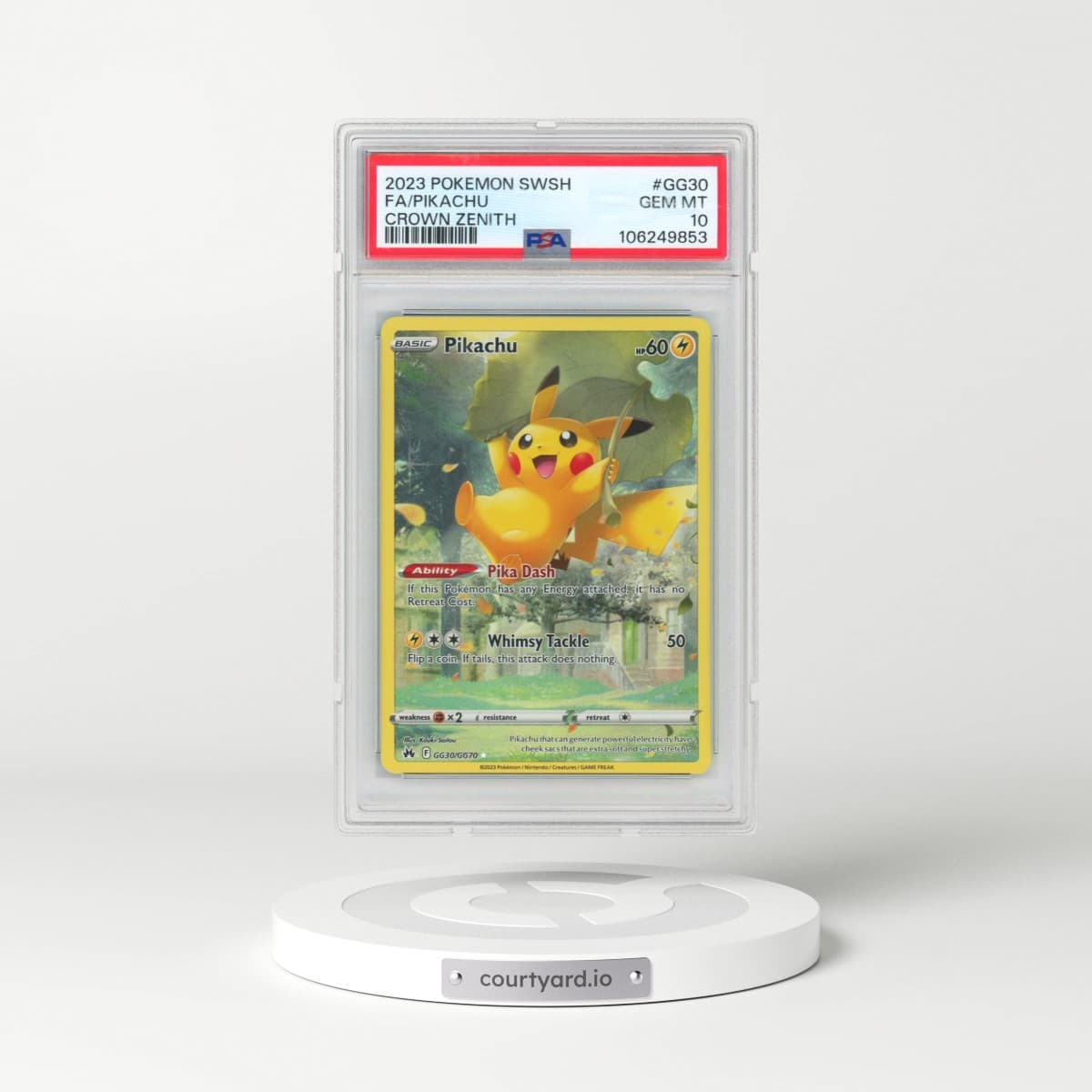 2023 Pokémon Sword and Shield Crown Zenith #GG30 Pikachu - Full Art (PSA 10 GEM MINT)