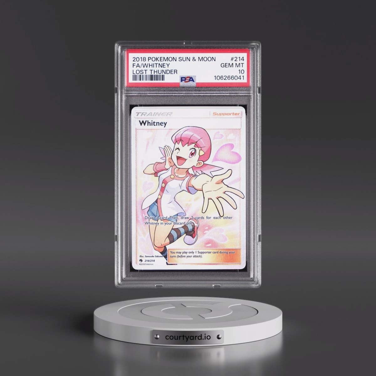 2018 Pokémon Sun & Moon Lost Thunder #214 Whitney - Full Art (PSA 10 GEM MINT)