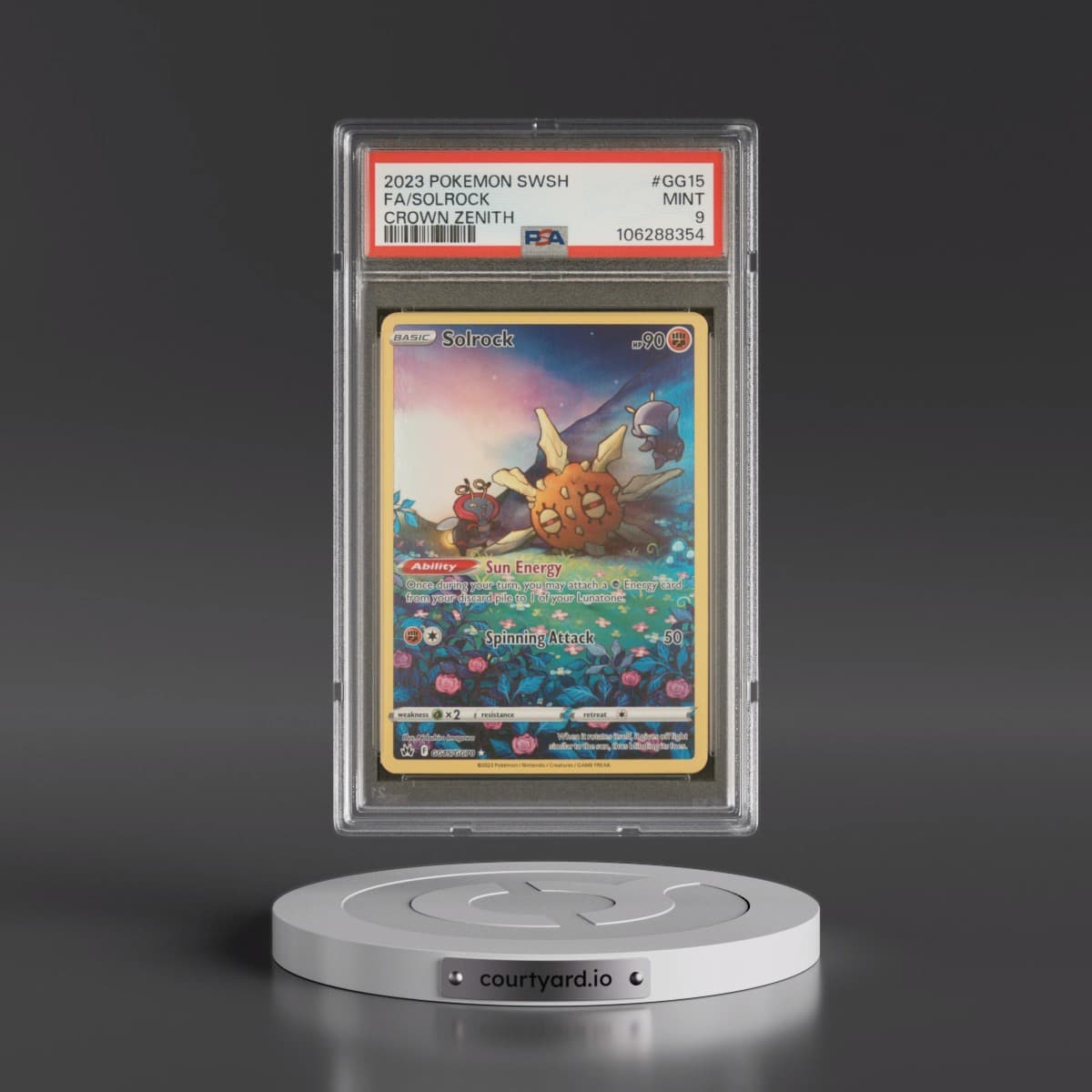 2023 Pokémon Sword and Shield Crown Zenith #GG15 Solrock - Full Art (PSA 9 MINT)