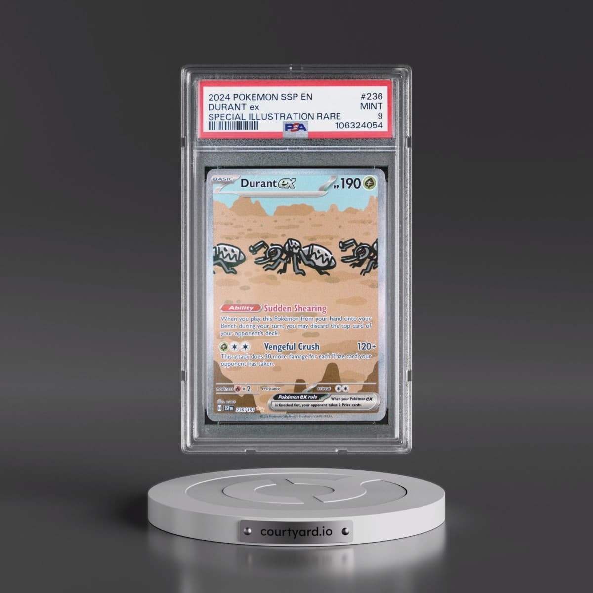 2024 Pokémon Ssp EN-Surging Sparks #236 Durant EX - Holo Special Illustration Rare (PSA 9 MINT)