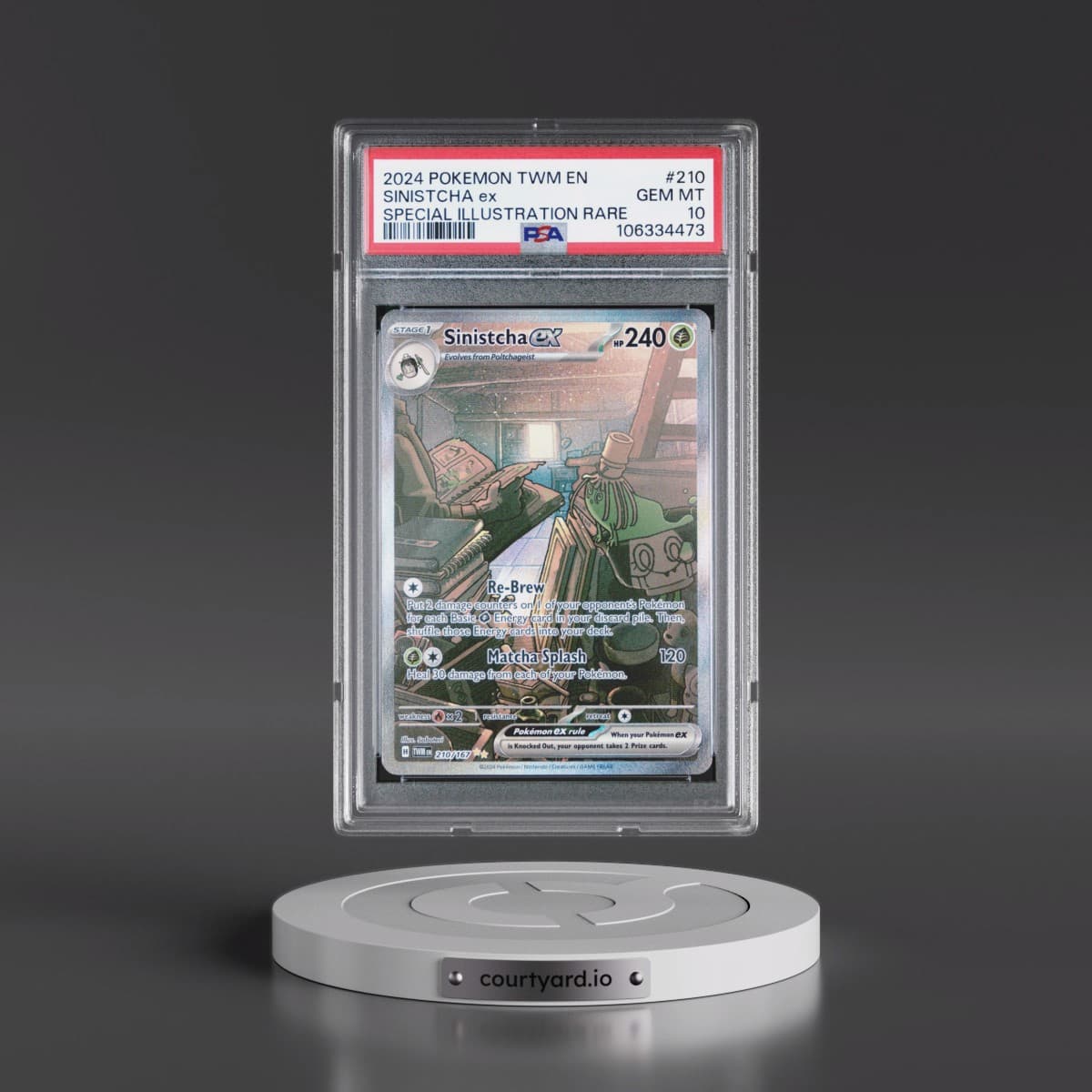 2024 Pokémon Twm EN-Twilight Masquerade #210 Sinistcha EX - Holo Special Illustration Rare (PSA 10 GEM MINT)