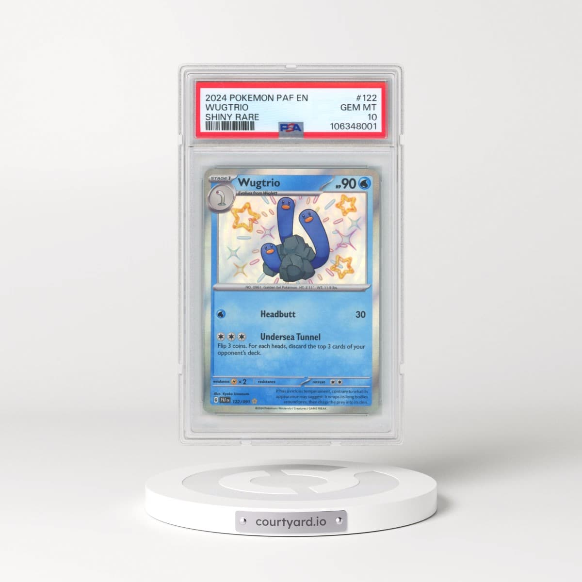 2024 Pokémon Paf EN-Paldean Fates #122 Wugtrio - Shiny Rare (PSA 10 GEM MINT)