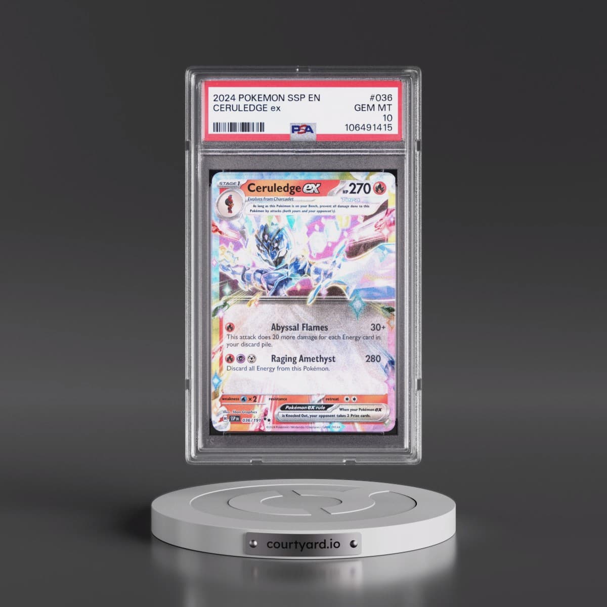 2024 Pokémon Ssp EN-Surging Sparks #036 Ceruledge EX - Holo (PSA 10 GEM MINT)