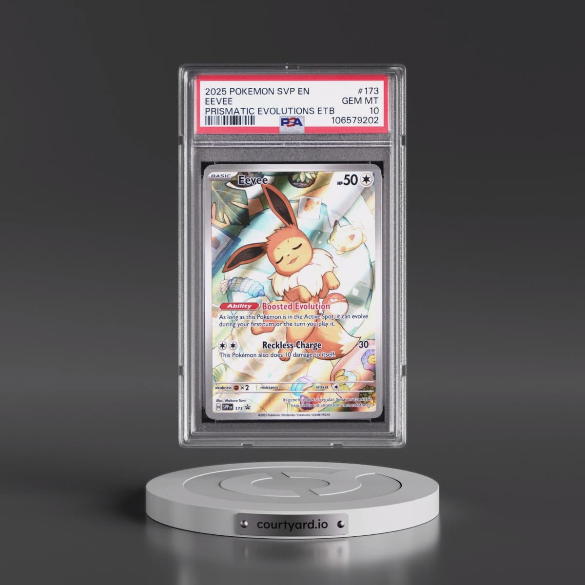 2025 Pokémon Svp EN-SV Black Star Promo #173 Eevee - Prismatic Evolutions Elite Trainer Box (PSA 10 GEM MINT)