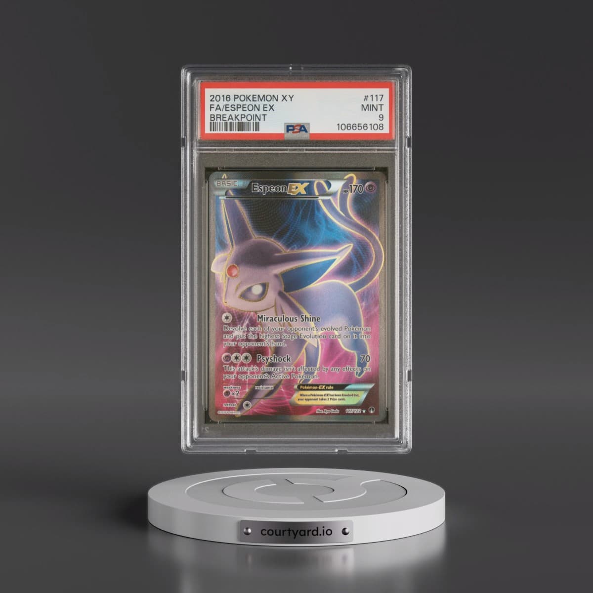 2016 Pokémon XY Breakpoint #117 Espeon EX - Holo Full Art (PSA 9 MINT)