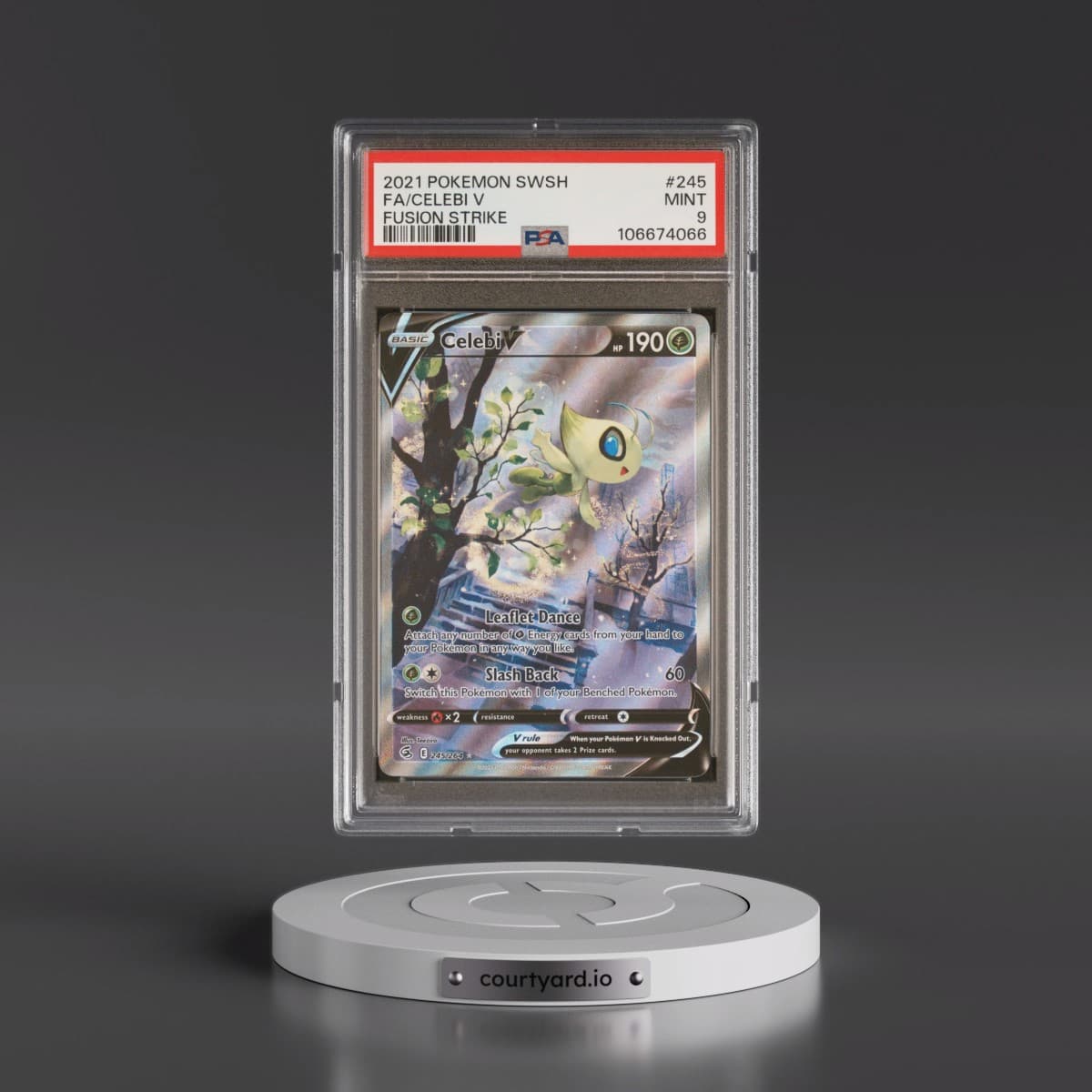 2021 Pokémon Sword & Shield Fusion Strike #245 Celebi V - Holo Full Art (PSA 9 MINT)