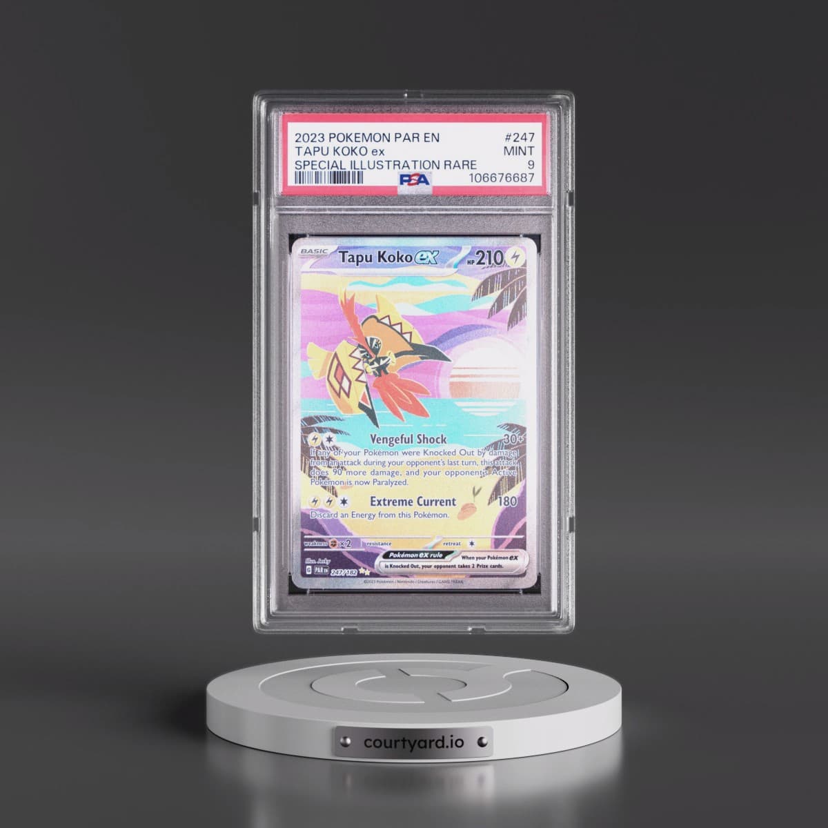 2023 Pokémon Par EN-Paradox Rift #247 Tapu Koko EX - Holo Special Illustration Rare (PSA 9 MINT)