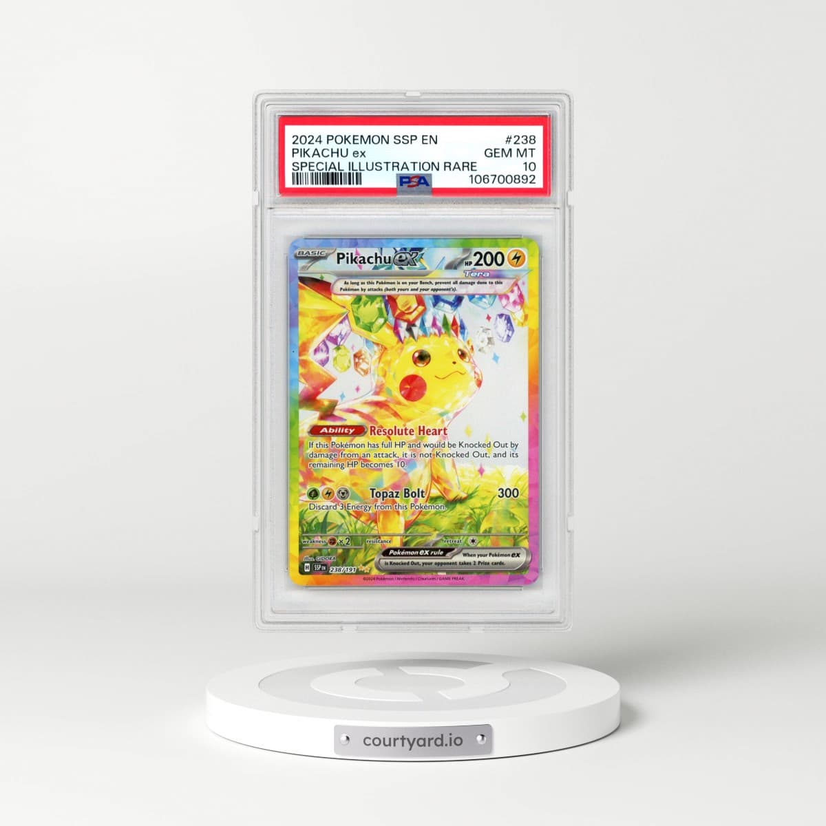 2024 Pokémon Ssp EN-Surging Sparks #238 Pikachu EX - Holo Special Illustration Rare (PSA 10 GEM MINT)