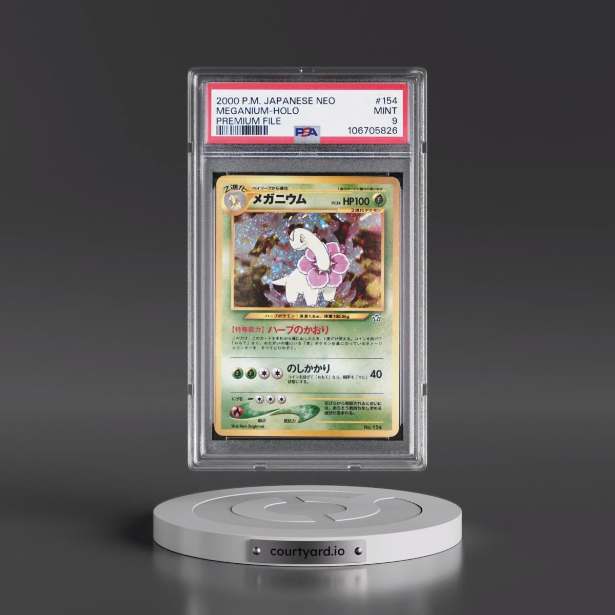 2000 Pokémon Neo #154 Meganium - Holo Premium File (PSA 9 MINT)