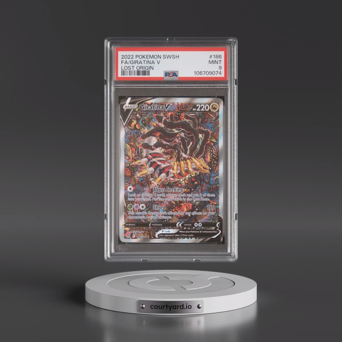2022 Pokémon Sword & Shield Lost Origin #186 Giratina V - Holo Full Art (PSA 9 MINT)