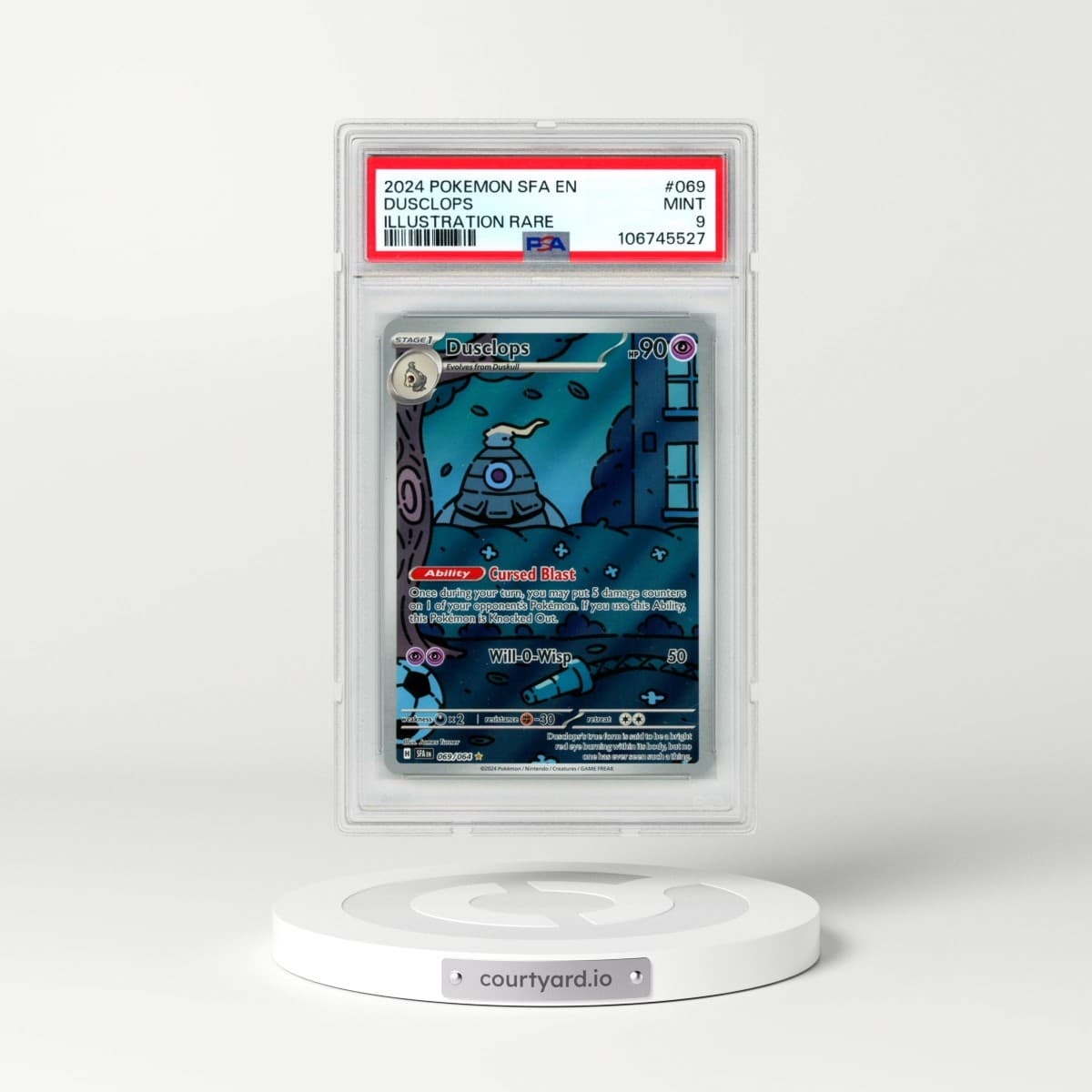 2024 Pokémon Sfa EN-Shrouded Fable #069 Dusclops - Illustration Rare (PSA 9 MINT)
