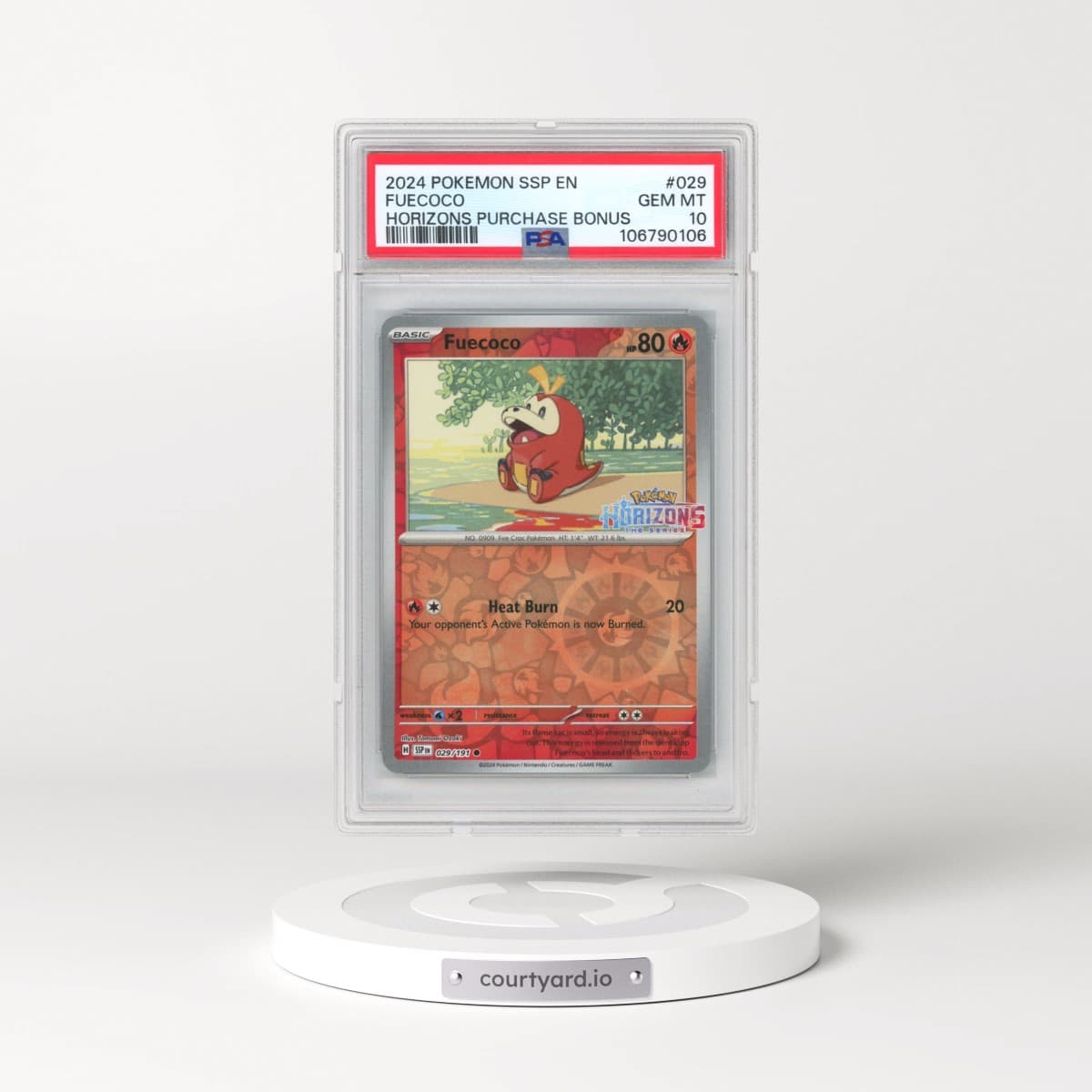 2024 Pokémon Ssp EN-Surging Sparks #029 Fuecoco - Pokemon Horizons Purchase Bonus (PSA 10 GEM MINT)