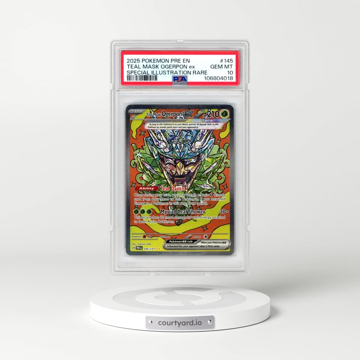 2025 Pokémon Pre EN-Prismatic Evolutions #145 Teal Mask Ogerpon EX - Holo Special Illustration Rare (PSA 10 GEM MINT)