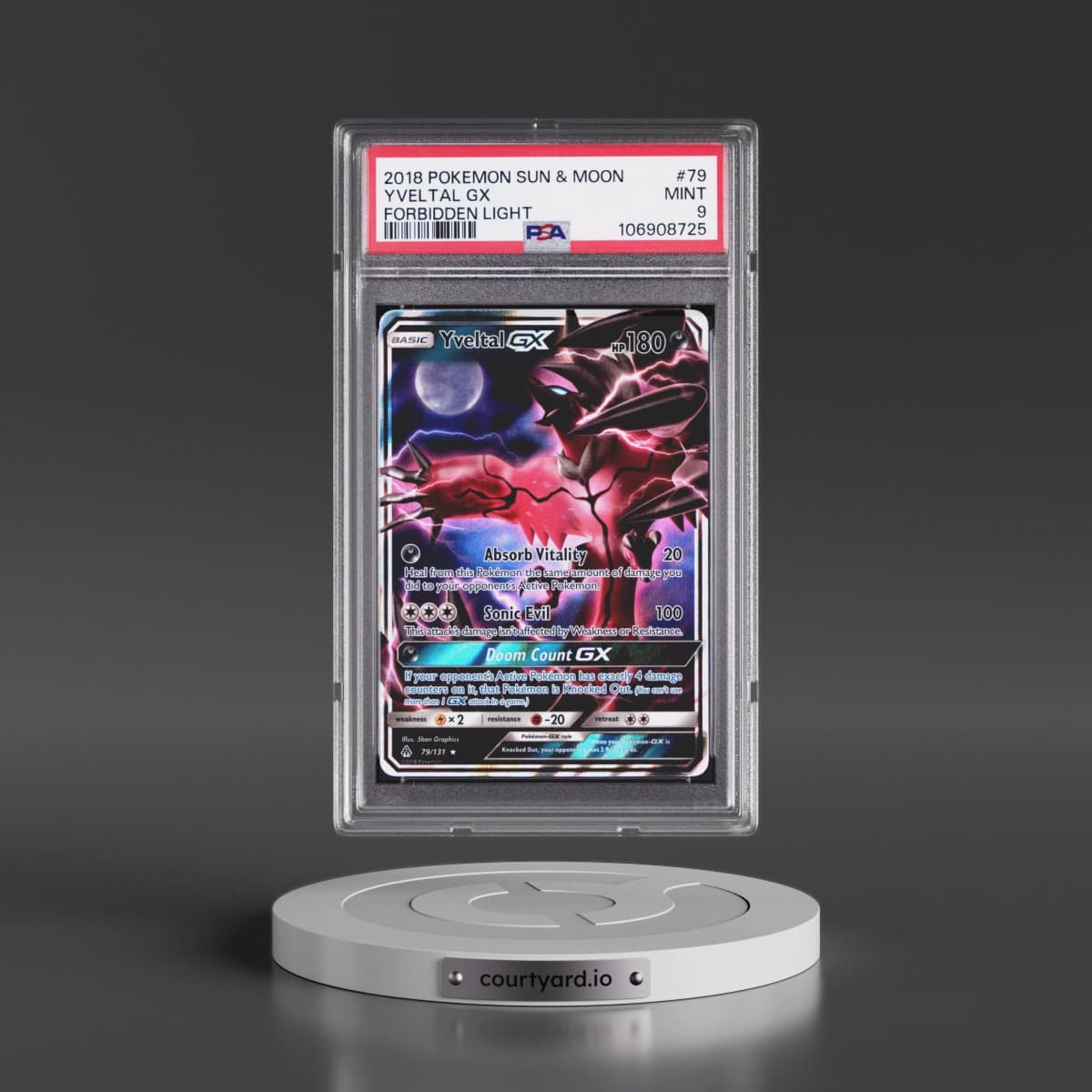 2018 Pokémon Sun & Moon Forbidden Light #79 Yveltal GX - Holo (PSA 9 MINT)