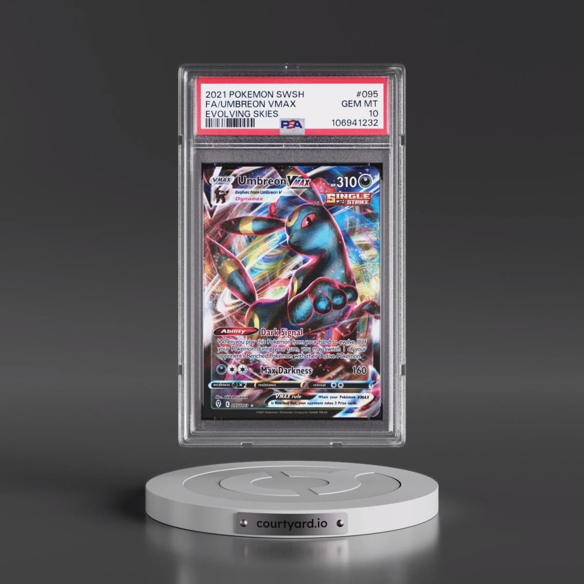 2021 Pokémon Sword & Shield Evolving Skies #095 Umbreon Vmax - Full Art (PSA 10 GEM MINT)