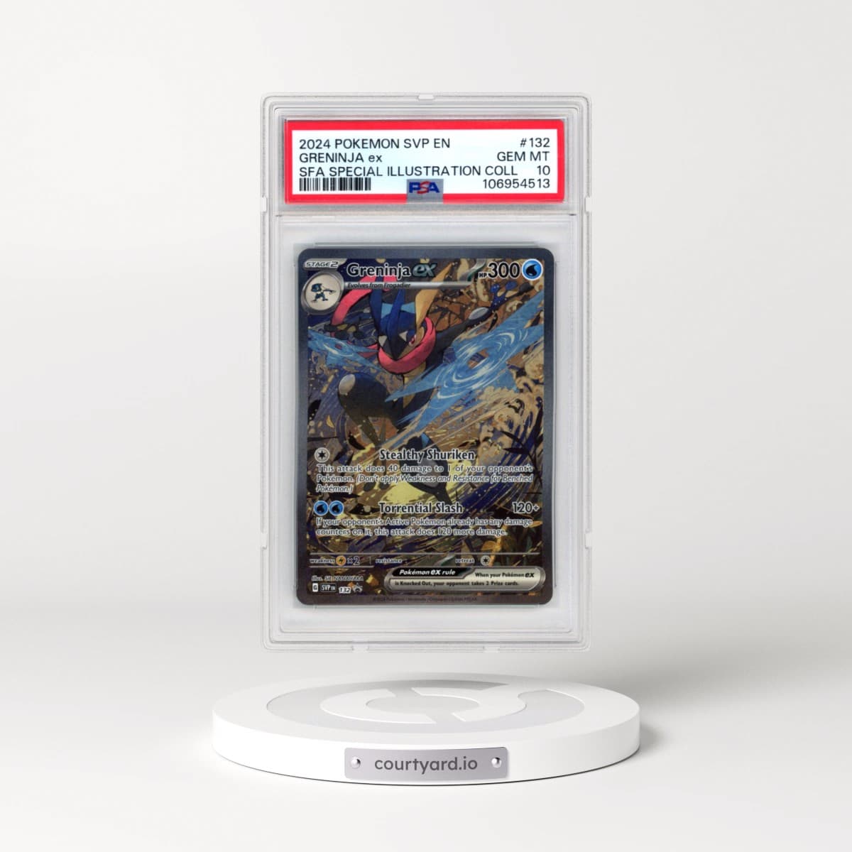 2024 Pokémon Svp EN-SV Black Star Promo #132 Greninja EX - Holo Shrouded Fable Special Illustration Collection (PSA 10 GEM MINT)
