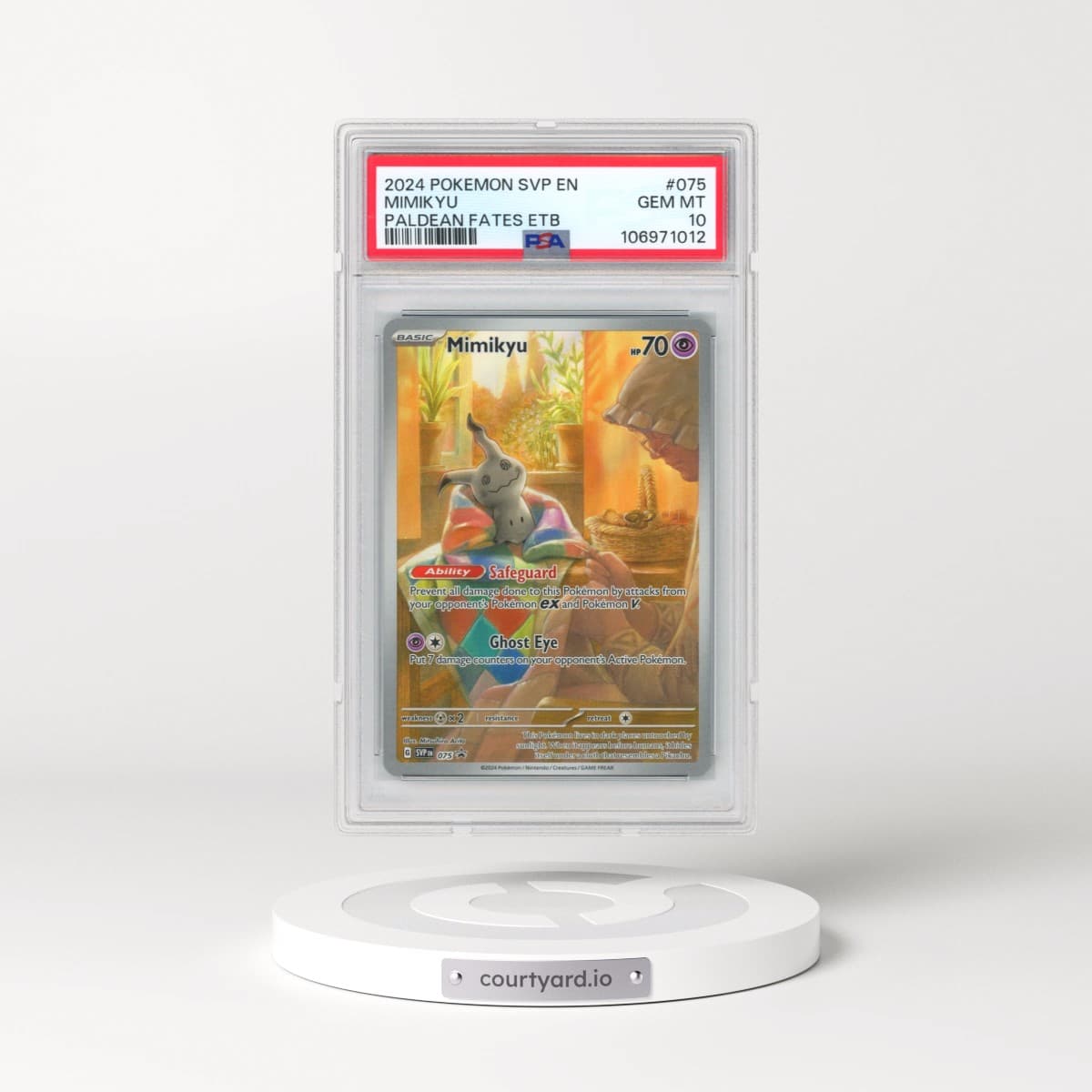 2024 Pokémon Svp EN-SV Black Star Promo #075 Mimikyu - Paldean Fates Elite Trainer Box (PSA 10 GEM MINT)