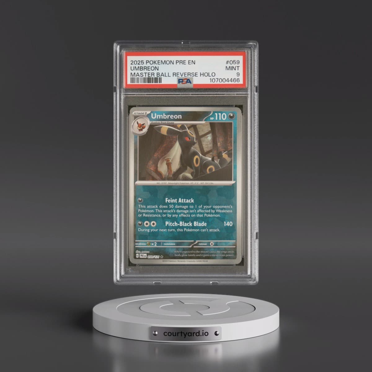 2025 Pokémon Pre EN-Prismatic Evolutions #059 Umbreon - Reverse Holo Master Ball (PSA 9 MINT)