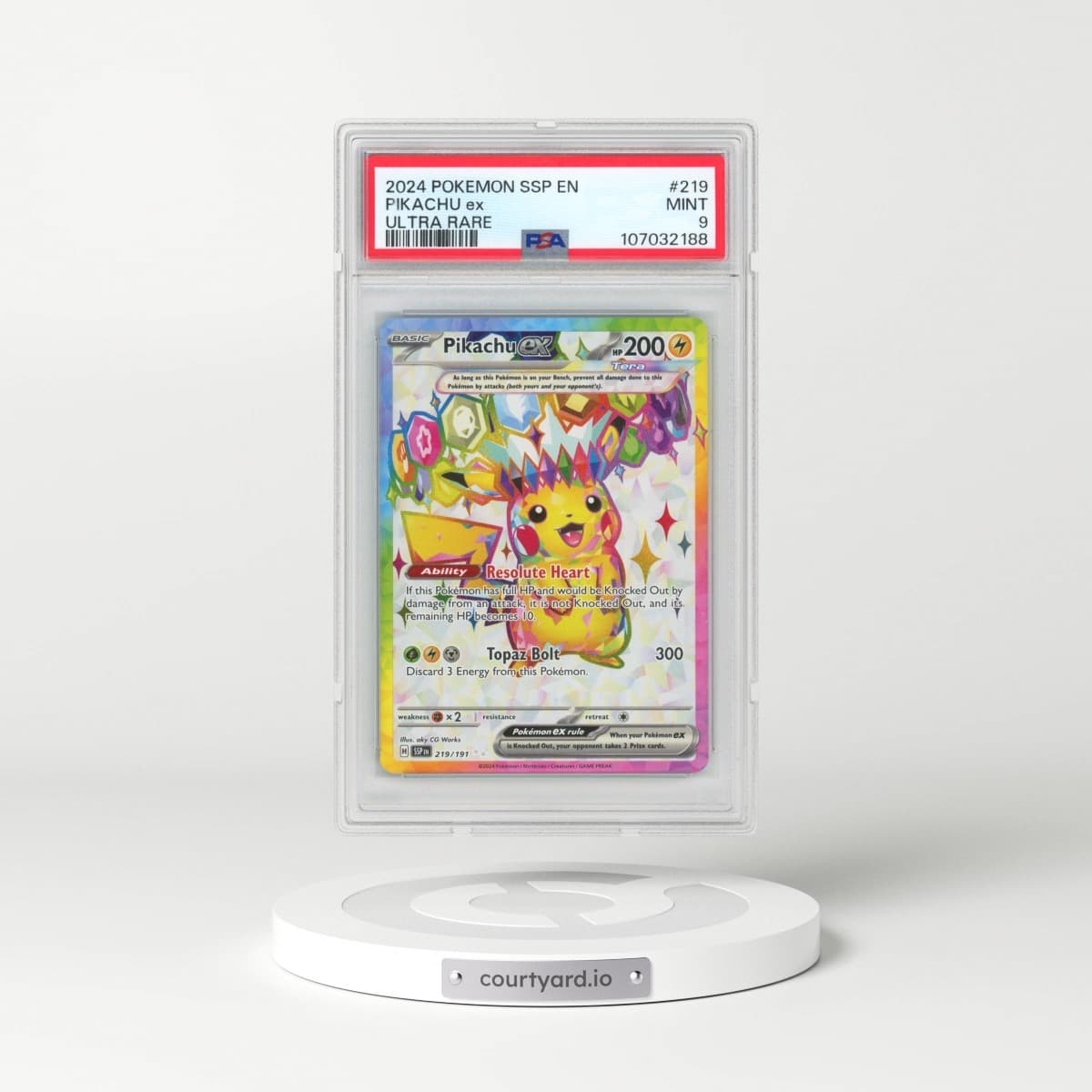 2024 Pokémon Ssp EN-Surging Sparks #219 Pikachu EX - Holo Ultra Rare (PSA 9 MINT)