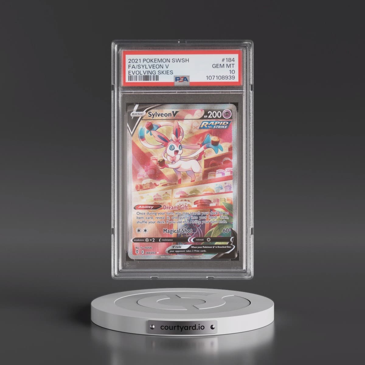 2021 Pokémon Sword & Shield Evolving Skies #184 Sylveon V - Holo Full Art (PSA 10 GEM MINT)