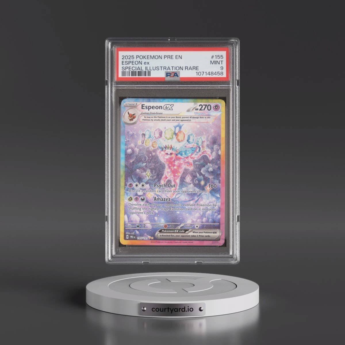 2025 Pokémon Pre EN-Prismatic Evolutions #155 Espeon EX - Holo Special Illustration Rare (PSA 9 MINT)