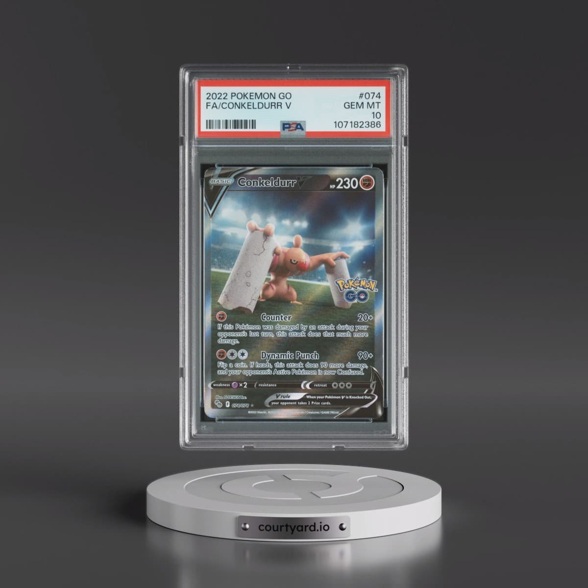 2022 Pokémon Go #074 Conkeldurr V - Holo Full Art (PSA 10 GEM MINT)
