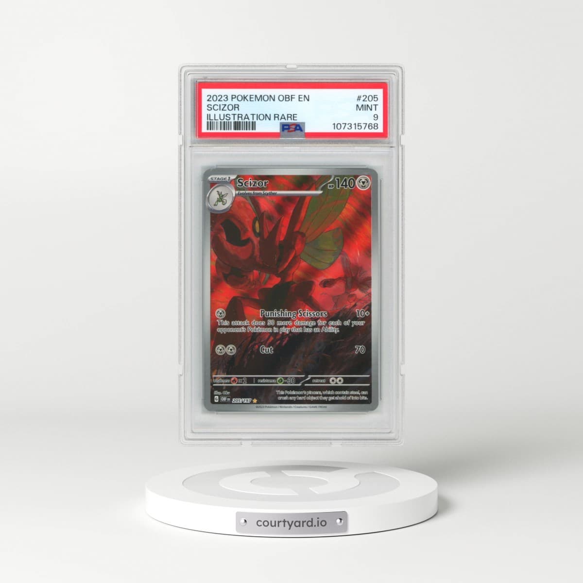 2023 Pokémon Obf EN-Obsidian Flames #205 Scizor - Illustration Rare (PSA 9 MINT)