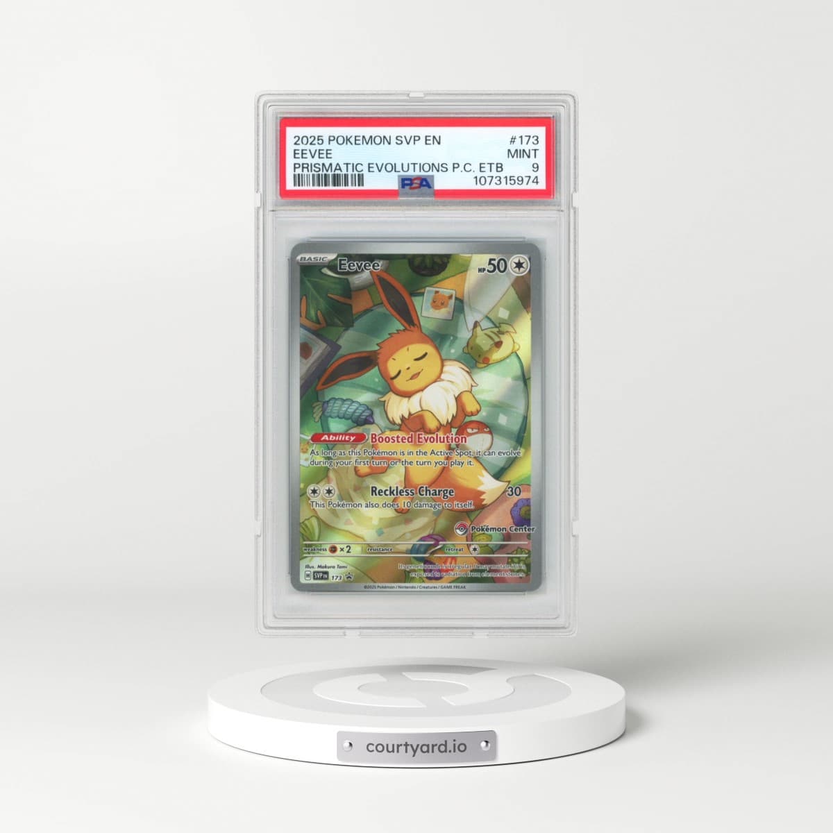 2025 Pokémon Svp EN-SV Black Star Promo #173 Eevee - Prismatic Evolutions Pokemon Center Elite Trainer Box (PSA 9 MINT)