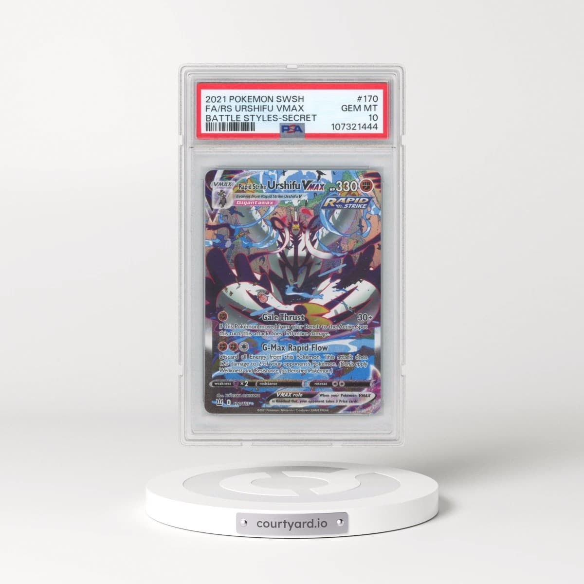2021 Pokémon Sword & Shield Battle Styles #170 Rapid Strike Urshifu Vmax - Full Art Secret (PSA 10 GEM MINT)