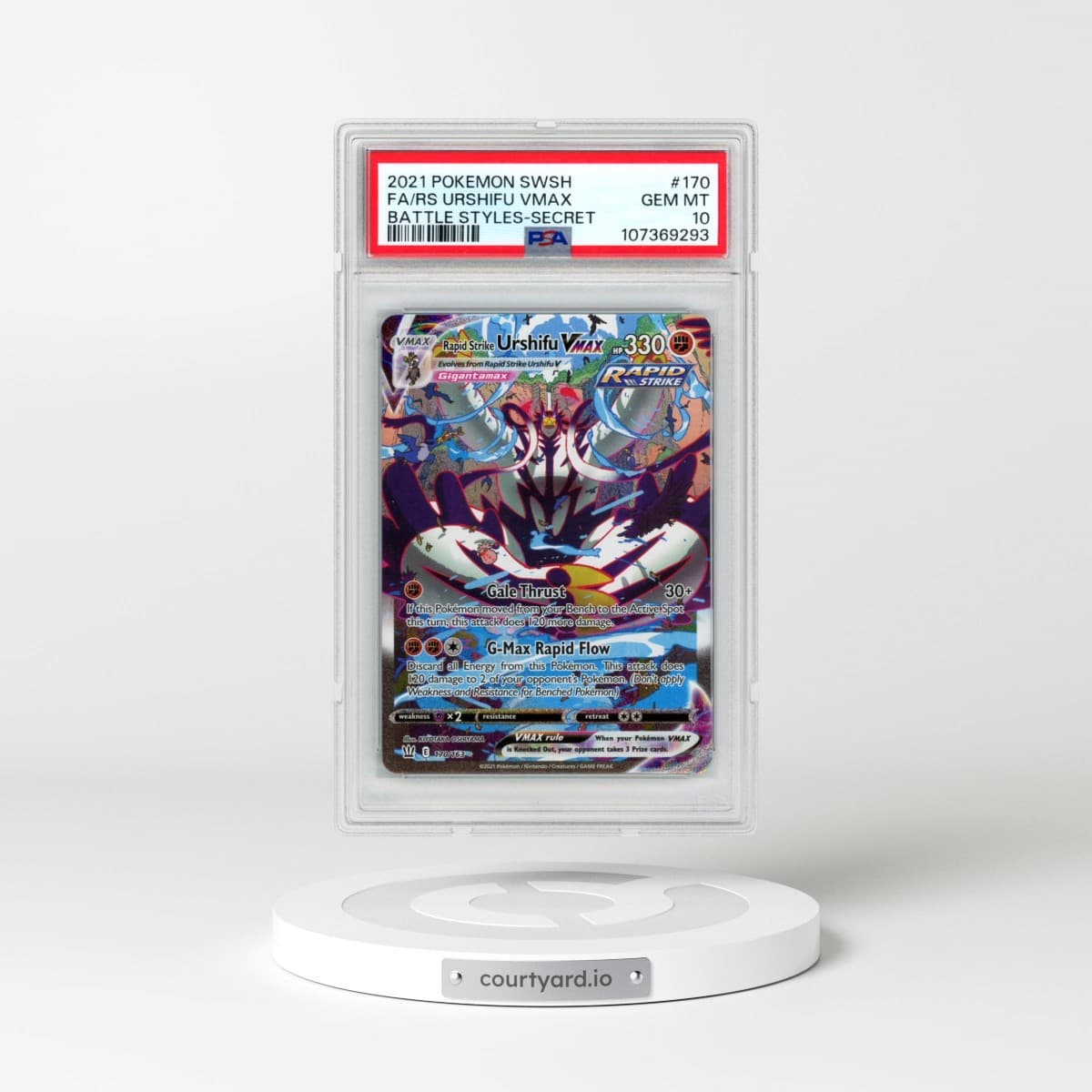 2021 Pokémon Sword & Shield Battle Styles #170 Rapid Strike Urshifu Vmax - Full Art Secret (PSA 10 GEM MINT)