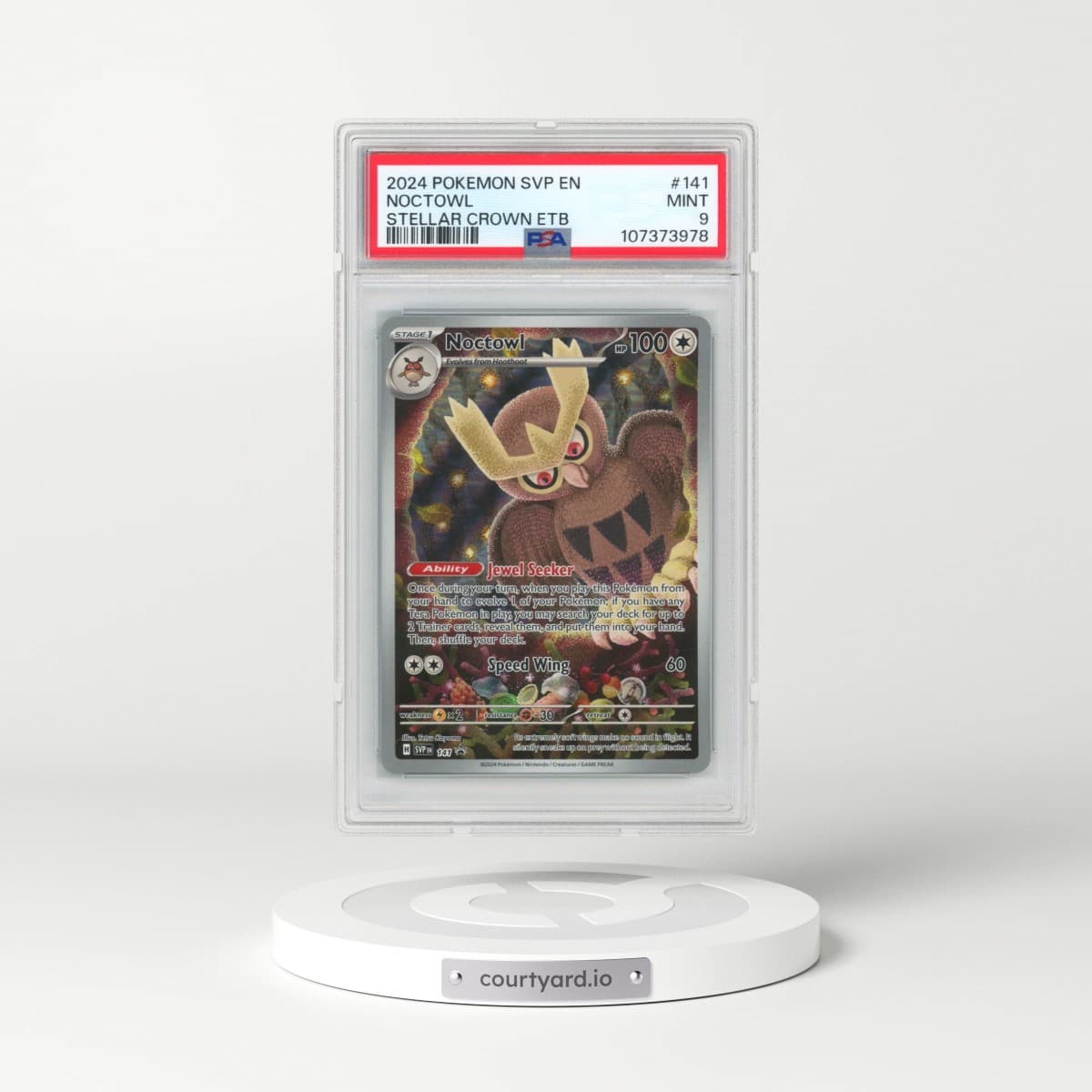 2024 Pokémon Svp EN-SV Black Star Promo #141 Noctowl - Stellar Crown Elite Trainer Box (PSA 9 MINT)